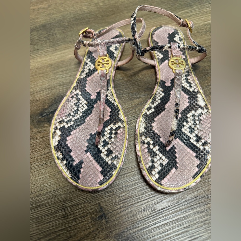 Tory Burch Tan Leather Logo-Stamped Sole